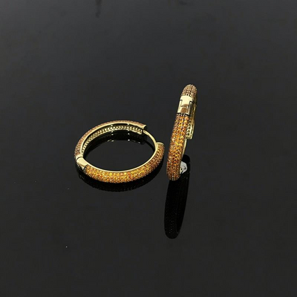 Sterling Silver Gold Plated CZ Hoops