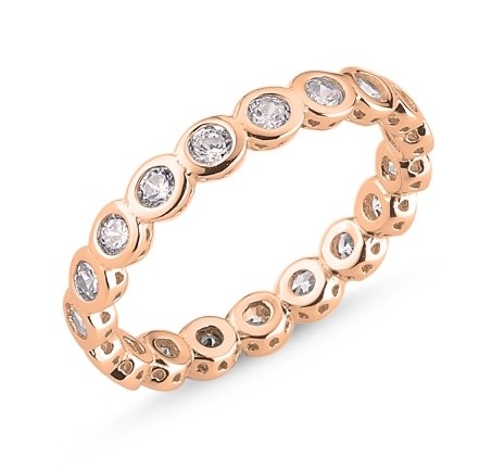 Silver Rose Gold Plated 3 mm CZ Band Ring