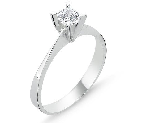 Sterling Silver Rhodium Plated CZ Crystal Ring