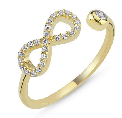 Sterling Silver Gold Plated CZ Infinity Ring