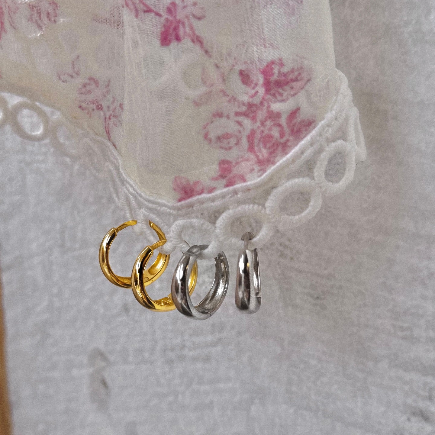 Sterling Silver Rhodium Plated Hoops