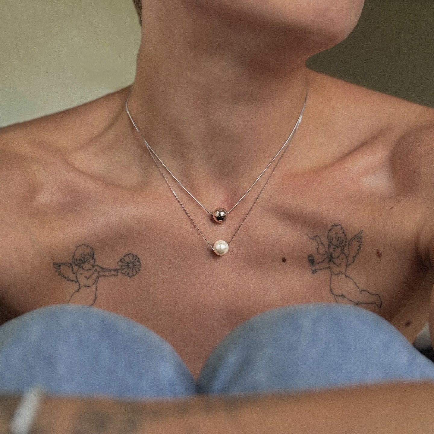 Sidabrinė koljė su perlu