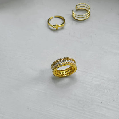 Silver Gold Plated CZ Band Ring