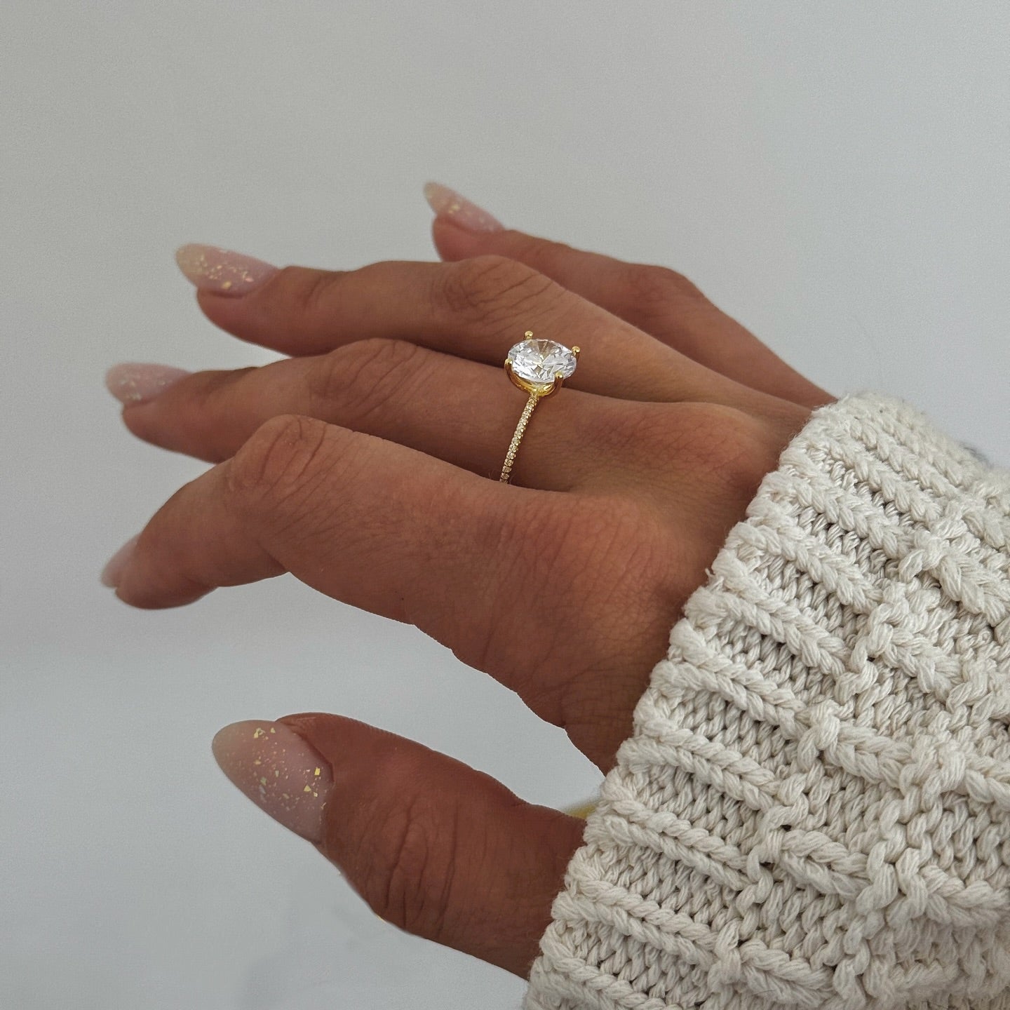 Sterling Silver Rhodium Plated CZ Crystal Ring