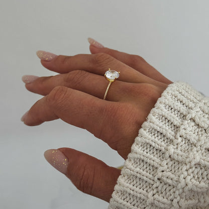 Sterling Silver Rhodium Plated CZ Crystal Ring