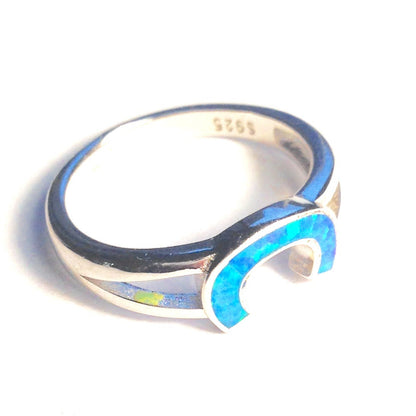 Sterling Silver Rhodium Plated Synthetic Opal Ring