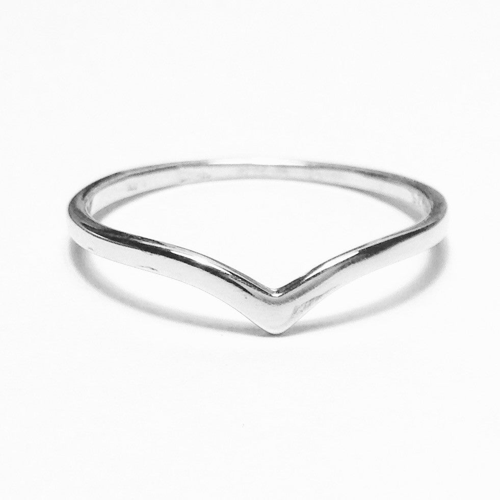 Sterling Silver Rhodium Plated V Ring