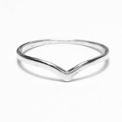 Sterling Silver Rhodium Plated V Ring