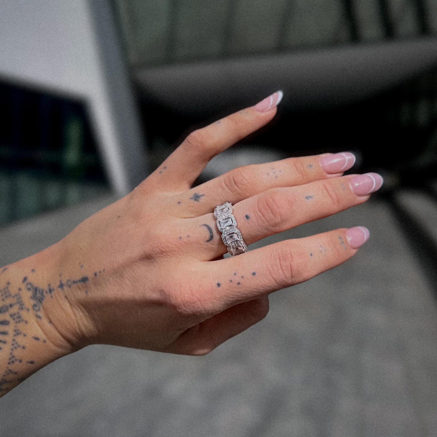 Sterling Silver Square CZ Band Ring