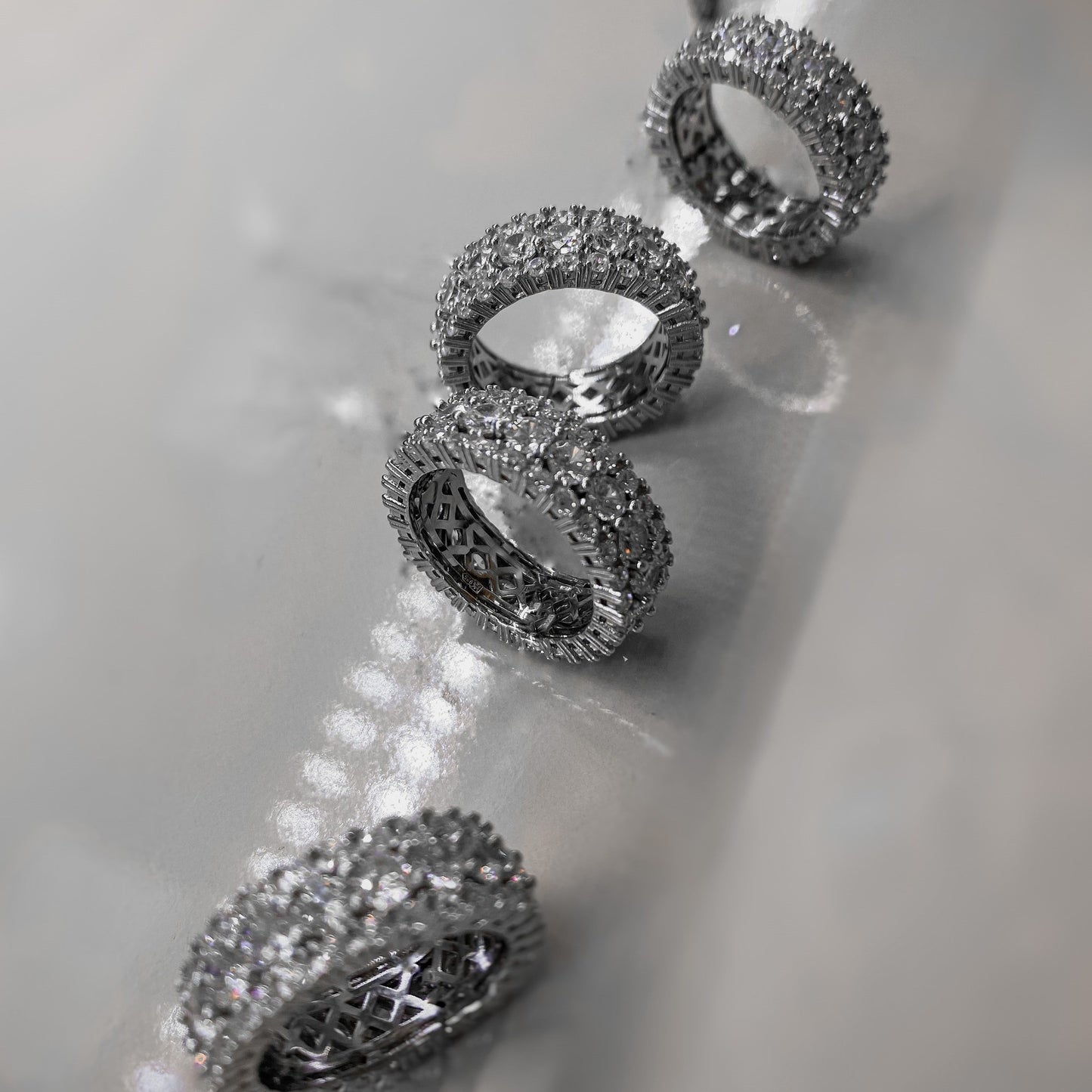 Sterling Silver Rhodium Plated CZ Band Ring