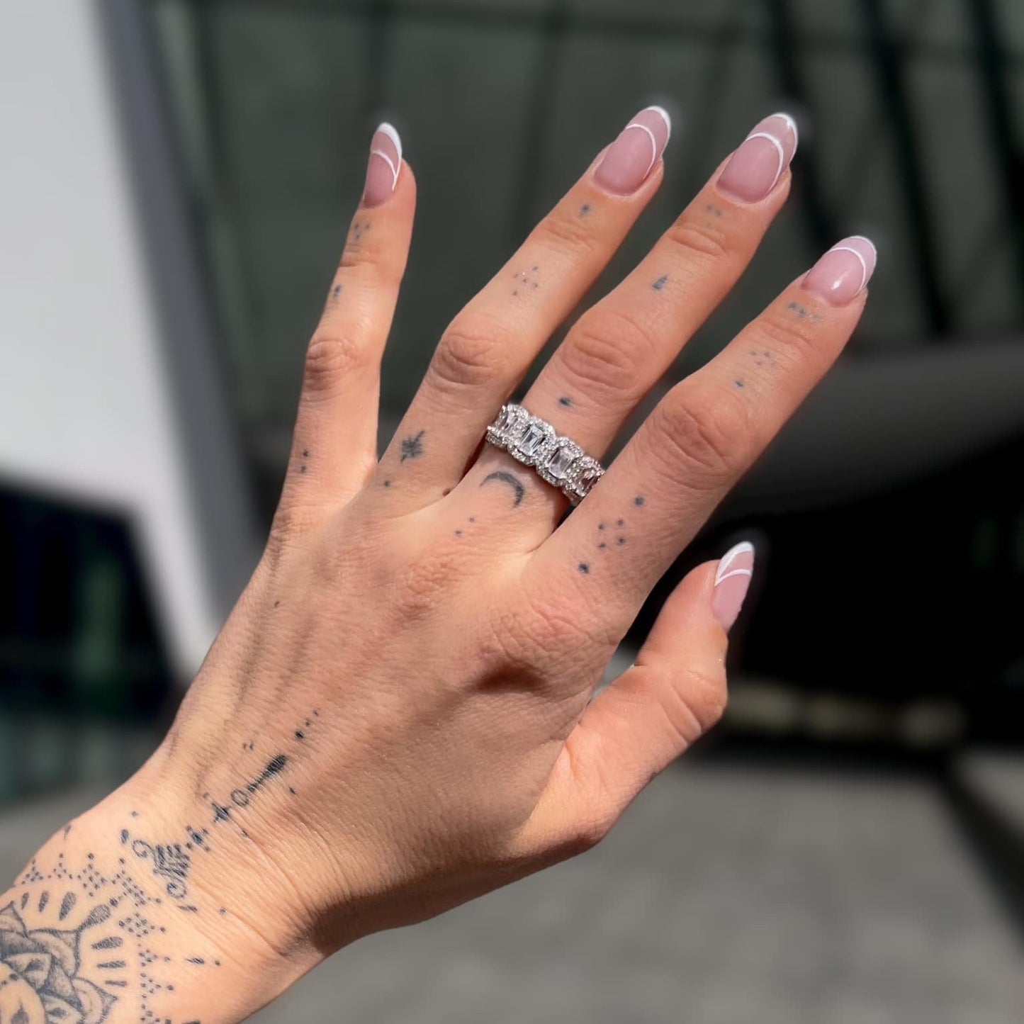 Sterling Silver Square CZ Band Ring