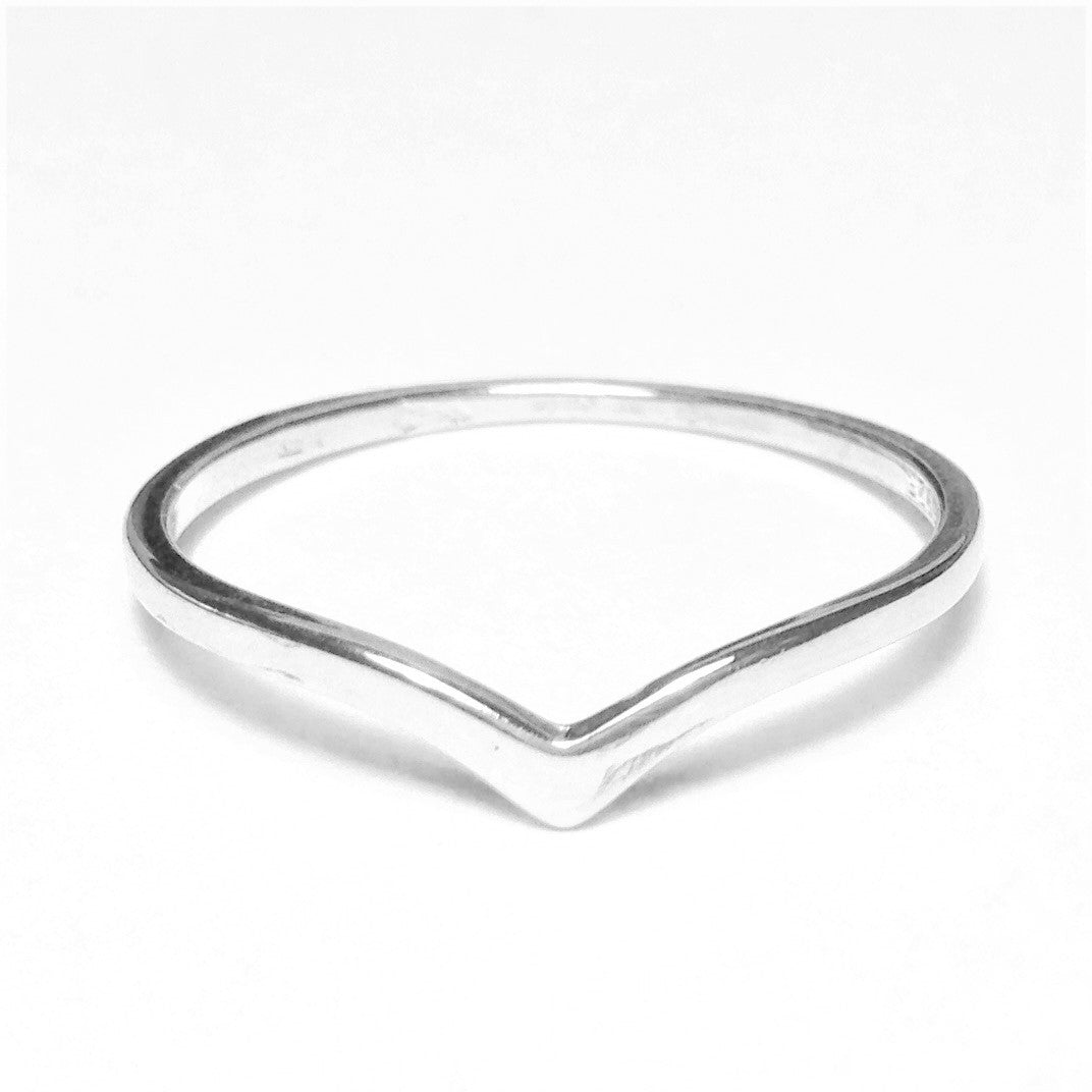 Sterling Silver Rhodium Plated V Ring