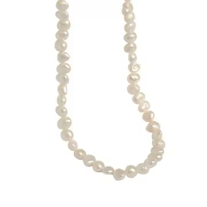 Sterling Silver Rhodium Plated Pearl Necklace