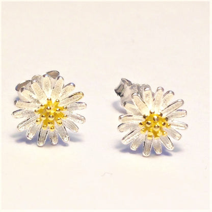 Silver earrings Sidabriniai paauksuoti auskarai DAISY