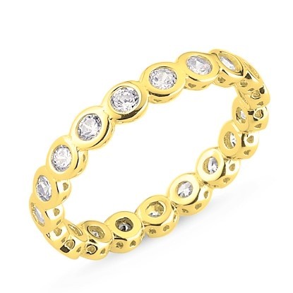 Sterling Silver Gold Plated 3 mm CZ Band Ring