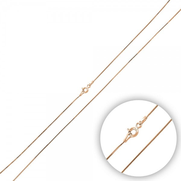 Sterling Silver Rose Gold Plated 0.7 mm Diamond Cut Snake Chain