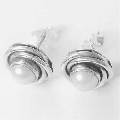 Sterling Silver Pearl Studs