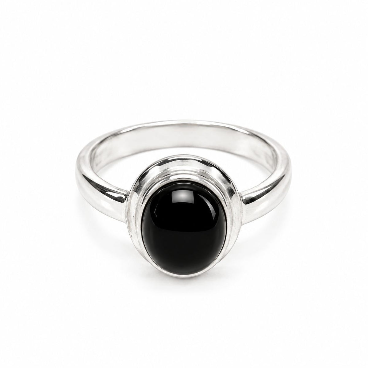 Sterling Silver Oval Black Onyx Ring