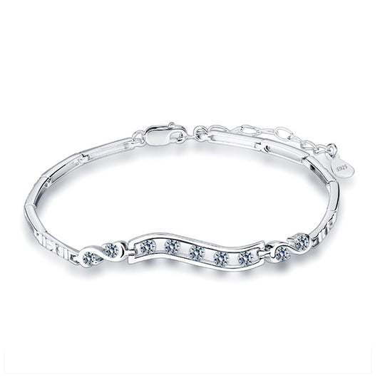 Sterling Silver Rhodium Plated CZ Bracelet