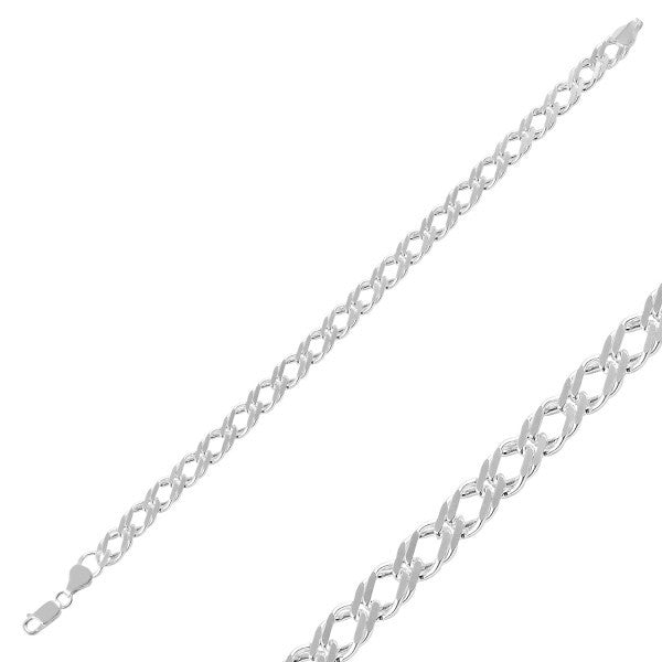 Sterling Silver 7.1 mm Rombo Chain Bracelet