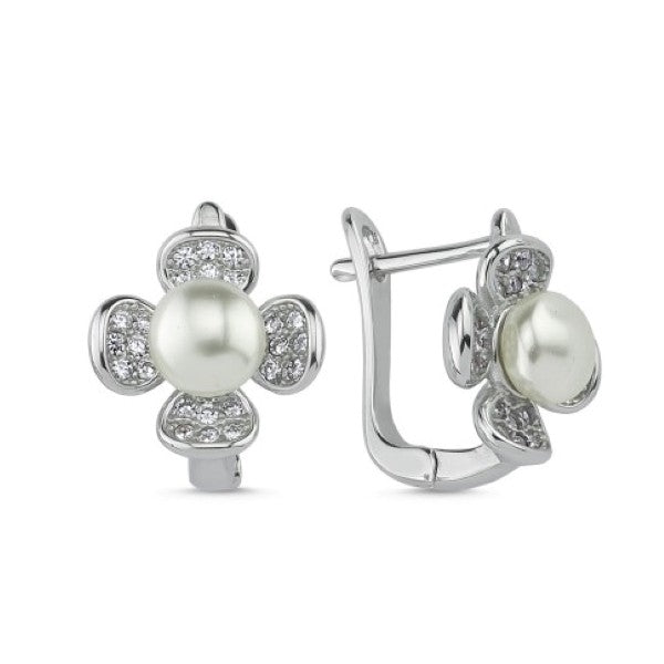 Sterling Silver Rhodium Plated English Lock Earrings