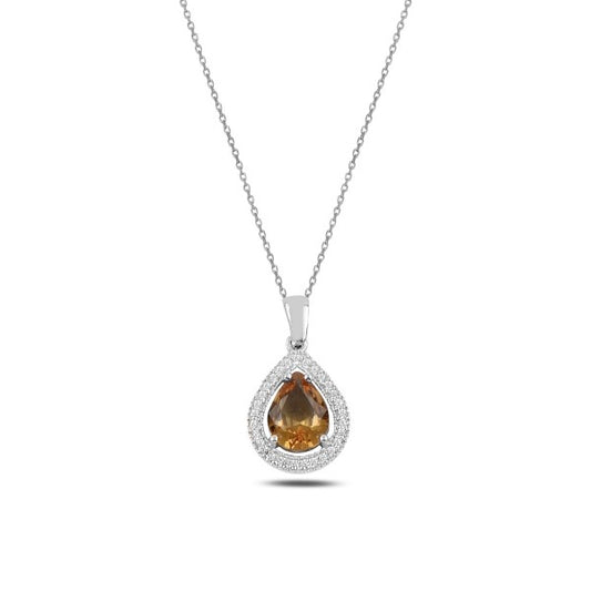 Sterling Silver Rhodium Plated Teardrop Zultanite Necklace