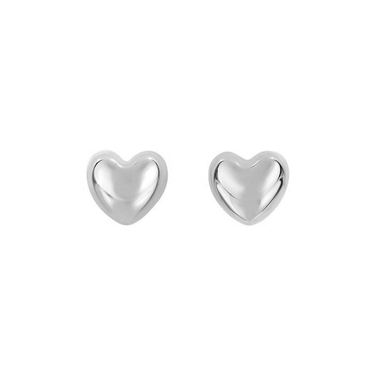 Sterling Silver Rhodium Plated Heart Studs