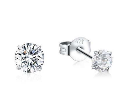 Sterling Silver 3 - 8 mm CZ Crystal Studs