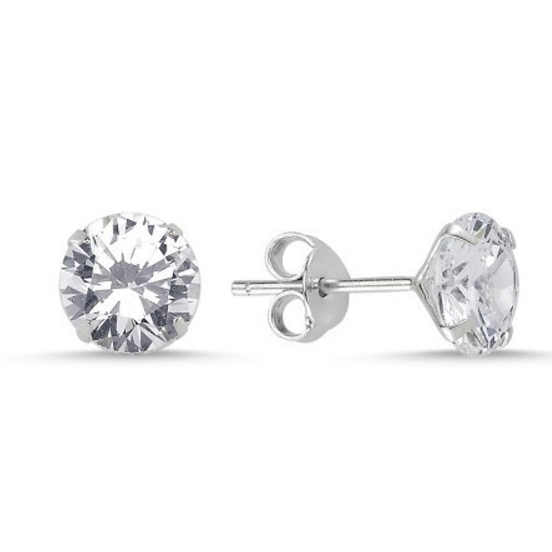 Sterling Silver 3 - 8 mm CZ Crystal Studs