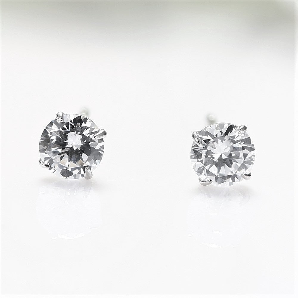 Sterling Silver 3 - 8 mm CZ Crystal Studs