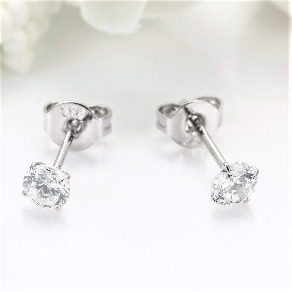 Sterling Silver 3 - 8 mm CZ Crystal Studs