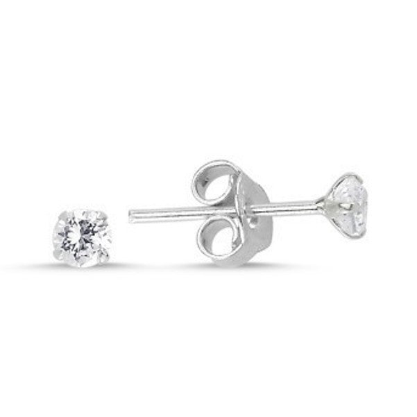 Sterling Silver 3 - 8 mm CZ Crystal Studs