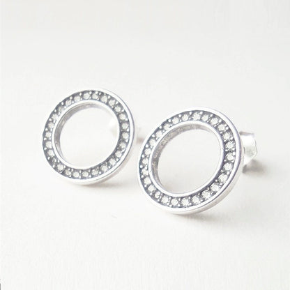 Sterling Silver CZ Circle Studs