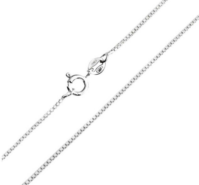 Sterling Silver Rhodium Plated 0.9 mm Box Chain