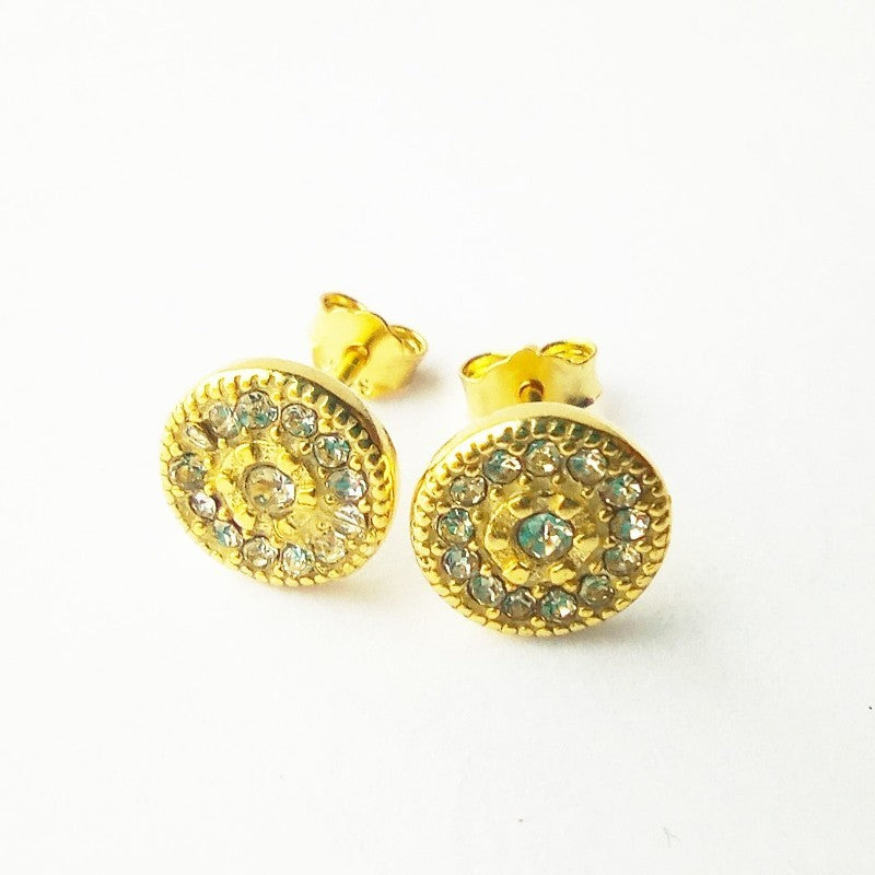 Sterling Silver Gold Plated Round Studs