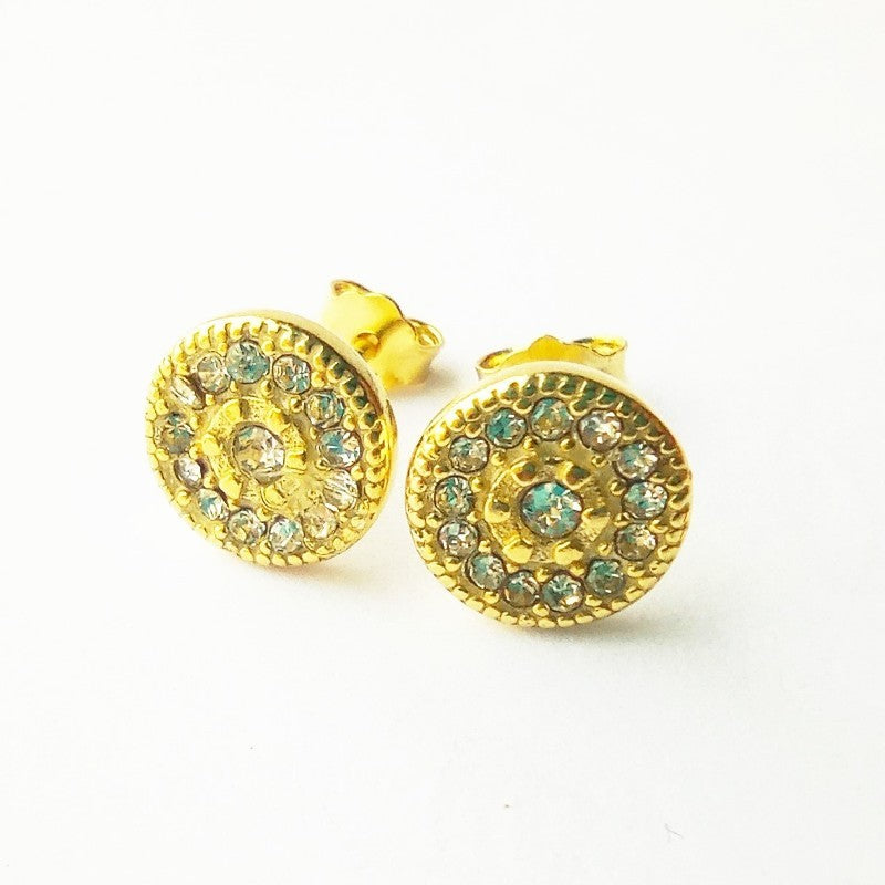 Sterling Silver Gold Plated Round Studs