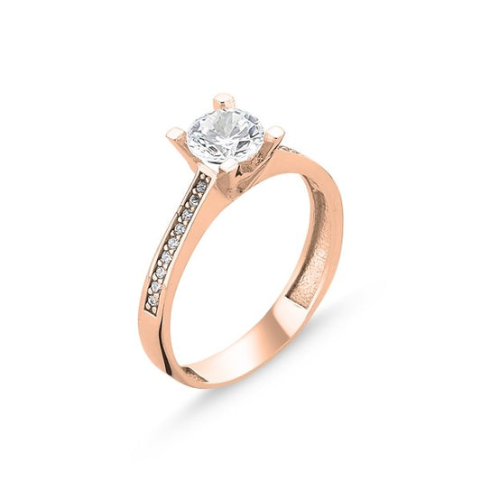 Silver Rose Gold Plated CZ Crystal Ring