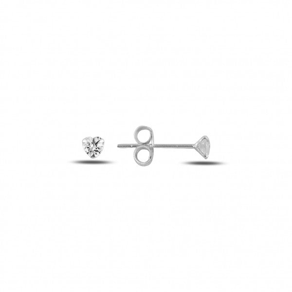 Sterling Silver 3 - 7 mm CZ Heart Studs