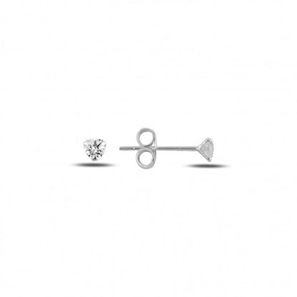 Sterling Silver 3 - 7 mm CZ Heart Studs