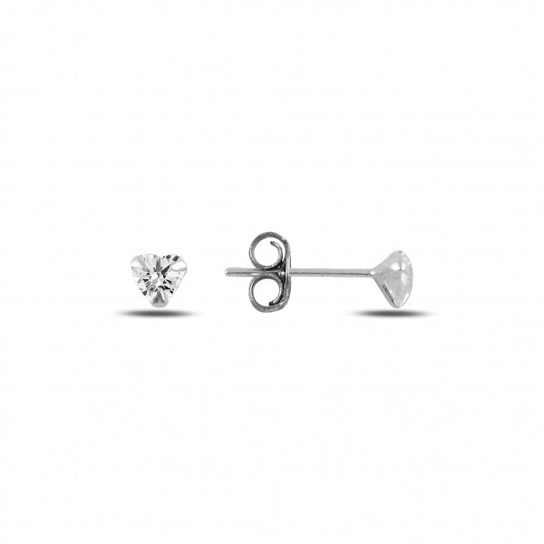 Sterling Silver 3 - 7 mm CZ Heart Studs