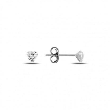 Sterling Silver 3 - 7 mm CZ Heart Studs