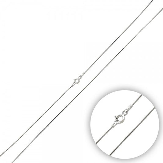 Sterling Silver Rhodium Plated 0.7 mm Diamond Cut Snake Chain