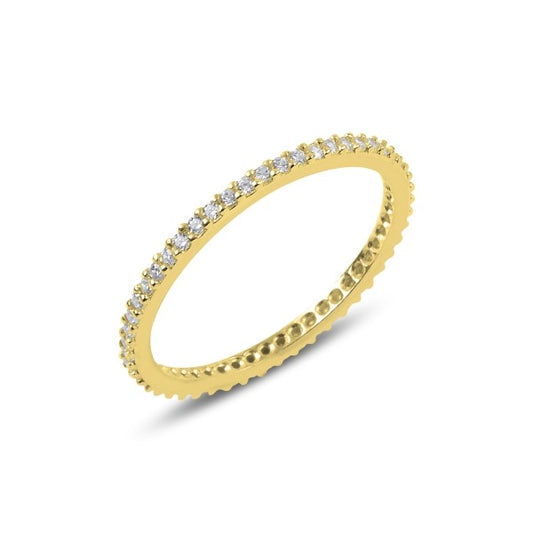 Silver Gold Plated 1 mm CZ Band Ring