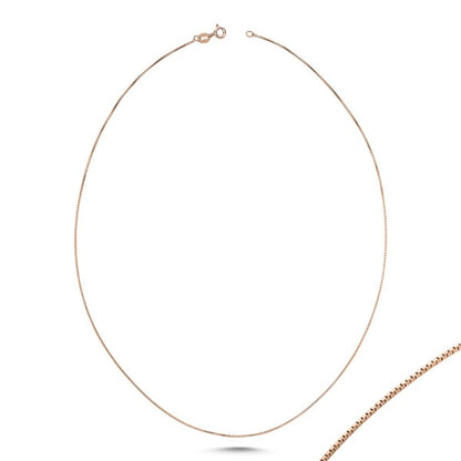 Sterling Silver Rose Gold Plated 0.9 mm Box Chain