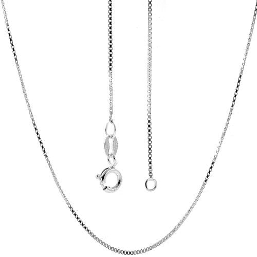 Sterling Silver Rhodium Plated 0.9 mm Box Chain