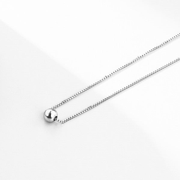 Sterling Silver Rhodium Plated Minimalist Bead Necklace