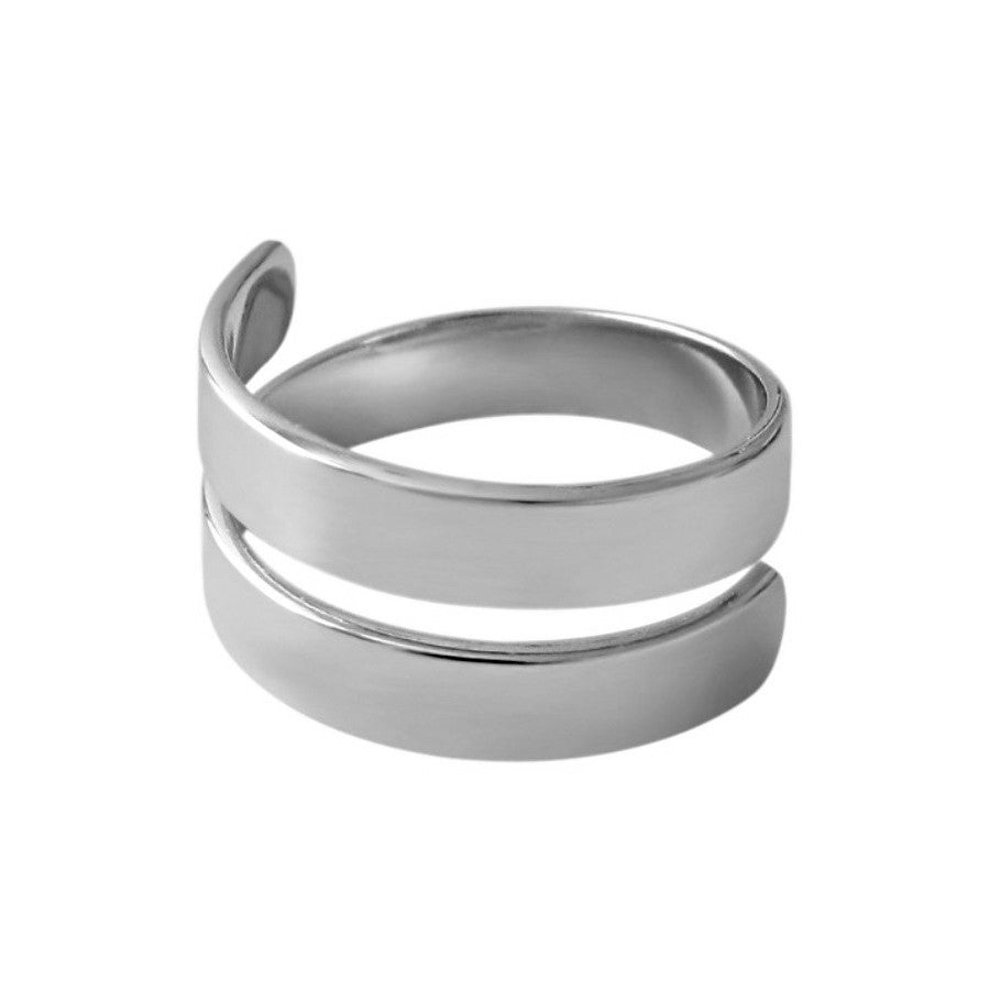 Sterling Silver Rhodium Plated Wide Ring