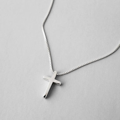 Sterling Silver Rhodium Plated Cross Necklace