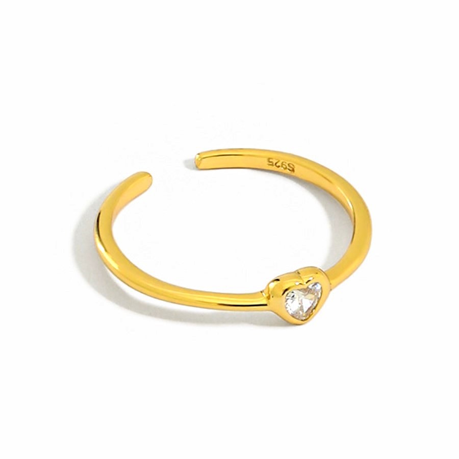 Sterling Silver Gold Plated CZ Heart Ring