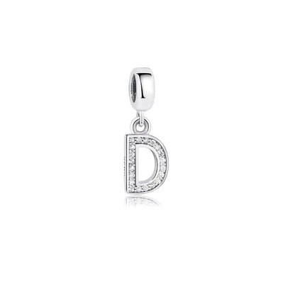 Sterling Silver Rhodium Plated CZ Letter Pendant